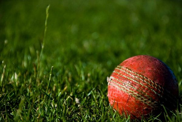 Close-up of a red cricket ball